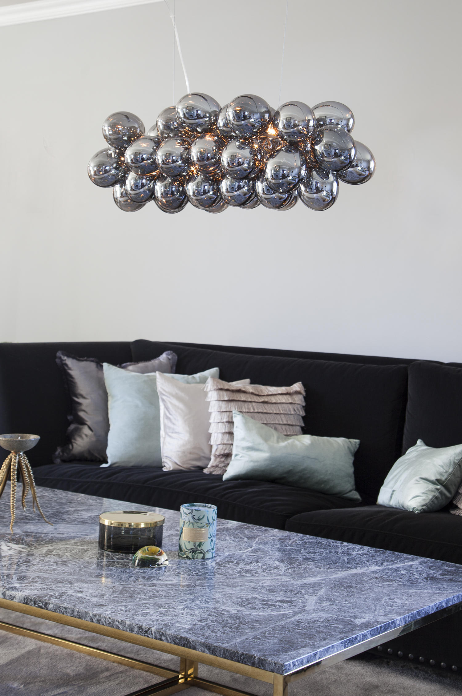 HÄNGELEUCHTE Gross 80/36/143 cm   - Chromfarben/Grau, Design, Glas/Metall (80/36/143cm) - By Rydéns