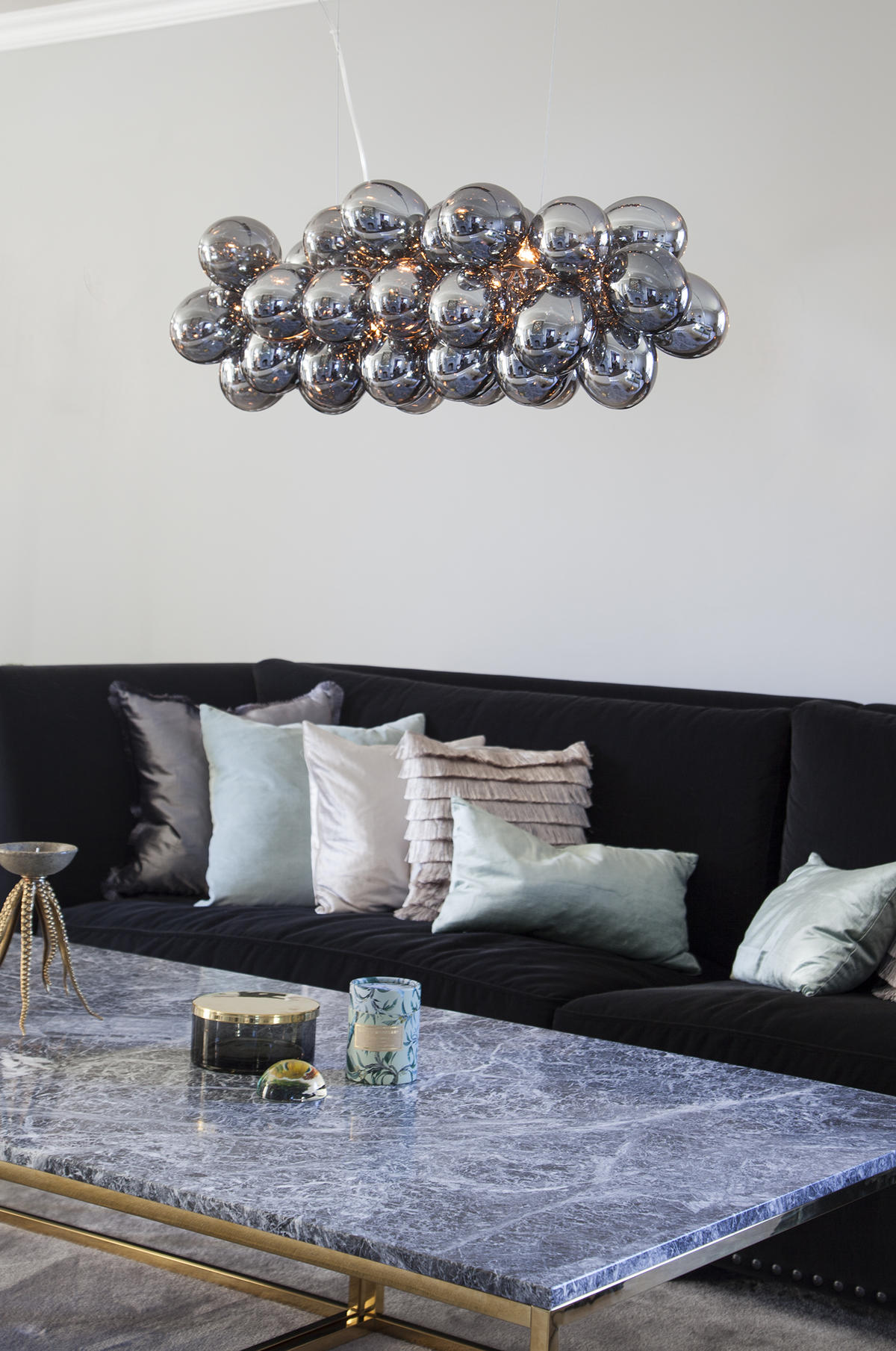 HÄNGELEUCHTE Gross 80/36/143 cm   - Chromfarben/Grau, Design, Glas/Metall (80/36/143cm) - By Rydéns
