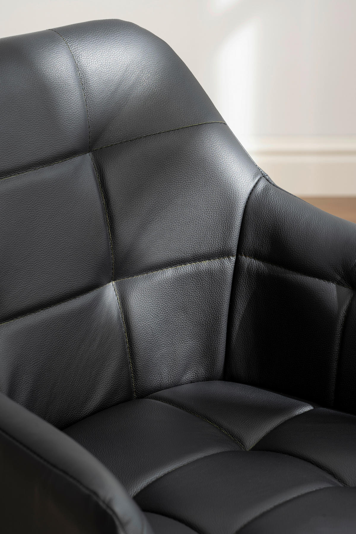 ARMLEHNSTUHL  in Eisen Echtleder pigmentiert  - Schwarz, Basics, Leder/Holz (56/82/59cm) - Livetastic