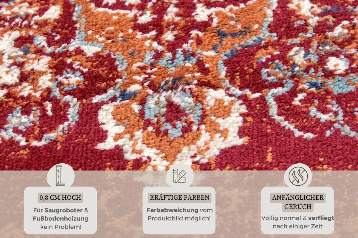 FLACHWEBETEPPICH 140/200 cm Luxor Multicolor, Rot  - Rot/Multicolor, Design, Kunststoff/Textil (140/200cm)