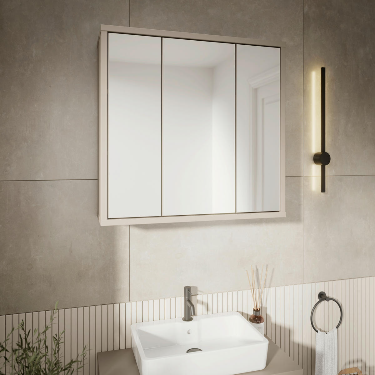 SPIEGELSCHRANK 74,5/72/23,8 cm  - Taupe, MODERN, Glas/Holzwerkstoff (74,5/72/23,8cm) - Xora