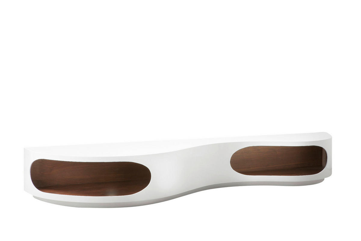 LOWBOARD  in 200/30/50 cm  - Weiß Hochglanz/Walnussfarben, Design, Holzwerkstoff (200/30/50cm) - Livetastic