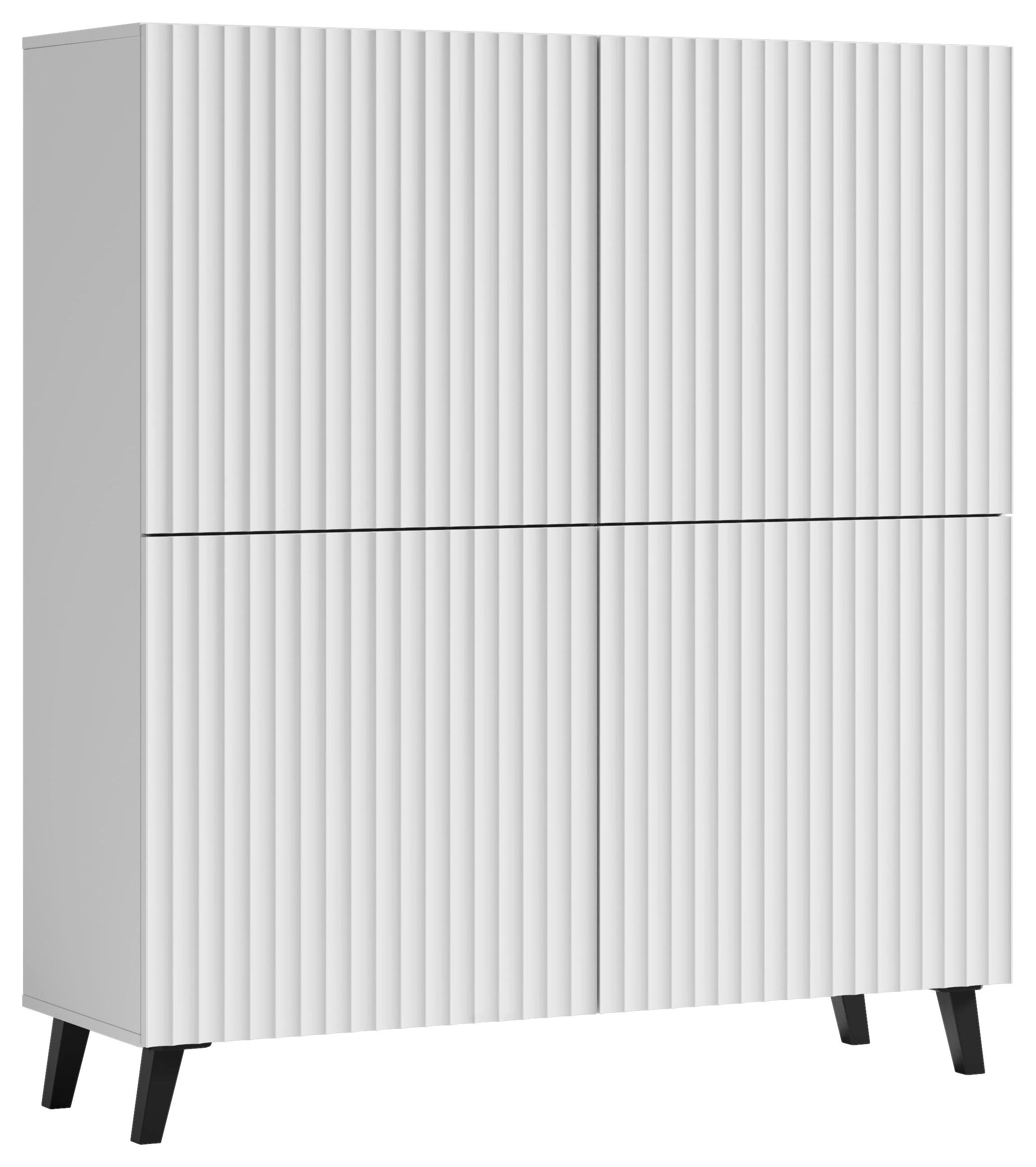 VISOKA KOMODA, bela  - črna/bela, Design, umetna masa/leseni material (120/132cm) - Livetastic