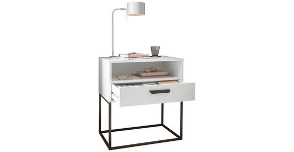 NACHTKÄSTCHEN 60/65/39 cm  in Weiß  - Schwarz/Weiß, Design, Holzwerkstoff/Kunststoff (60/65/39cm) - Carryhome