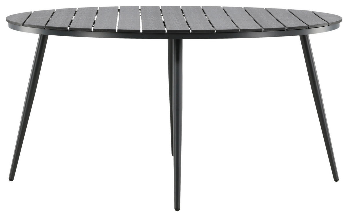 GARTENTISCH 150/150/74 cm Metall, Kunststoff rund  - Schwarz, KONVENTIONELL, Kunststoff/Metall (150/150/74cm) - Gardenson