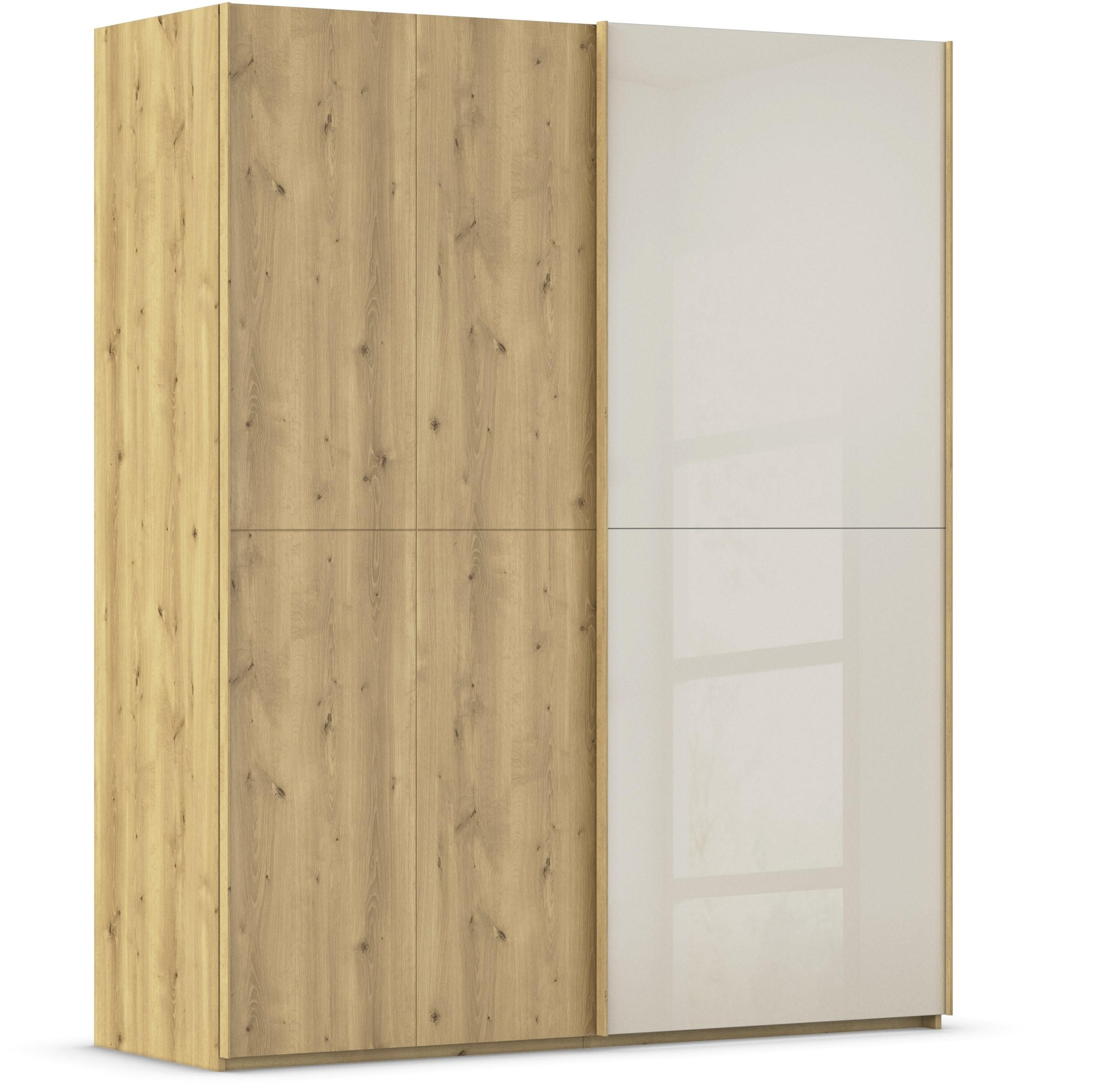 SCHWEBETÜRENSCHRANK 180/223/68 cm 2-türig Eichefarben, Champagner  - Champagner/Eichefarben, Design, Glas/Holz (180/223/68cm) - Novel