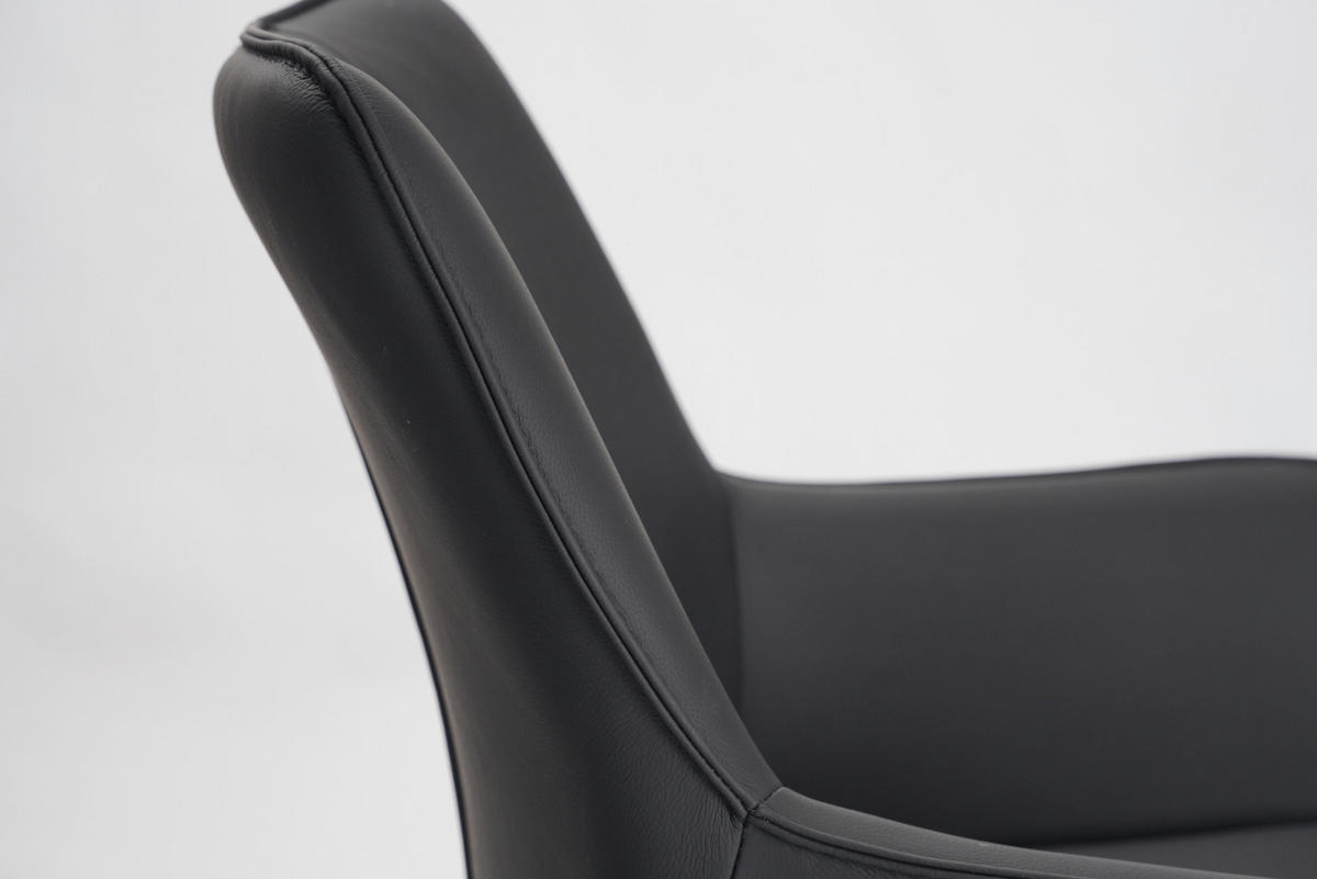 BARHOCKER in Metall, Leder Schwarz  - Schwarz, Design, Leder/Metall (54/92-112/55cm) - Novel