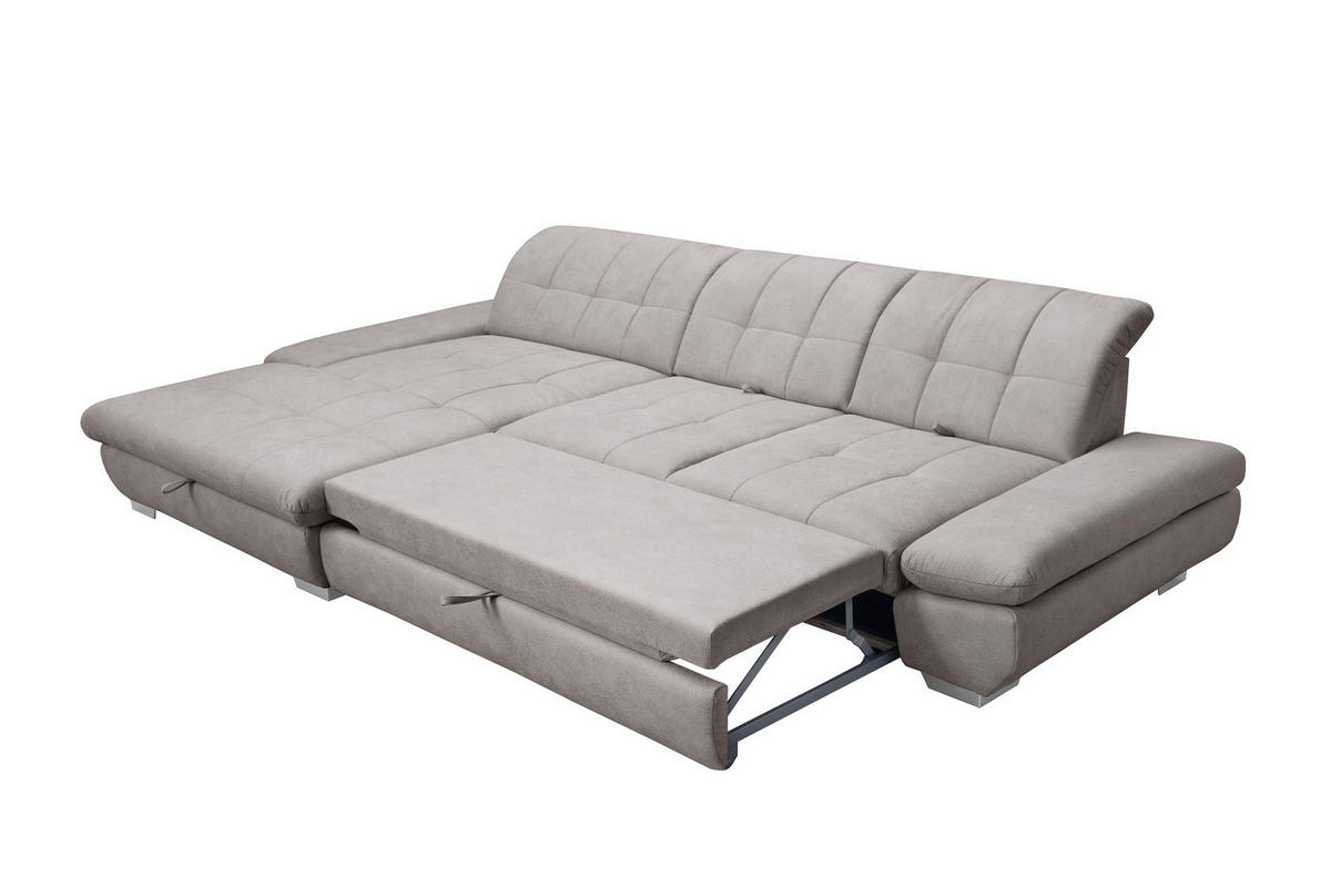 SAROKGARNITÚRA textil szürke  - krómszínű/szürke, Basics, textil/fém (198/340cm) - Xora