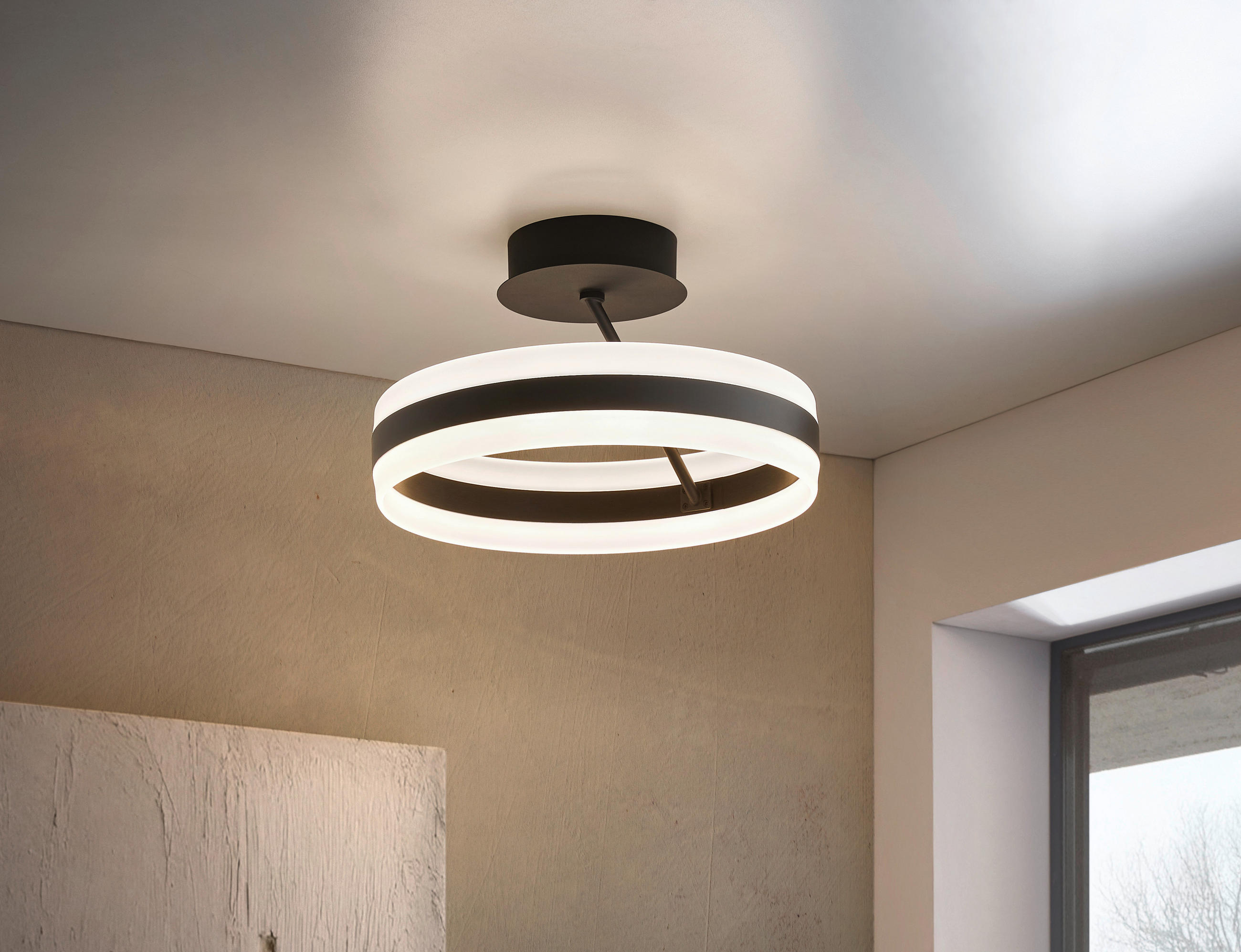 LED-DECKENLEUCHTE DIOS 40/24 cm   - Schwarz/Weiß, Design, Kunststoff/Metall (40/24cm) - Trio Leuchten