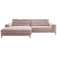 ECKSOFA Ottomane links  Badia Rosa Cord  - Schwarz/Rosa, Design, Textil/Metall (207/296cm) - Dieter Knoll