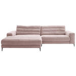 ECKSOFA  in Cord Rosa  207/296 cm  - Schwarz/Rosa, Design, Textil/Metall (207/296cm) - Dieter Knoll