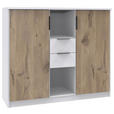 HIGHBOARD  in 122/105/40 cm  - Eichefarben/Schwarz, KONVENTIONELL, Holzwerkstoff/Metall (122/105/40cm) - Carryhome