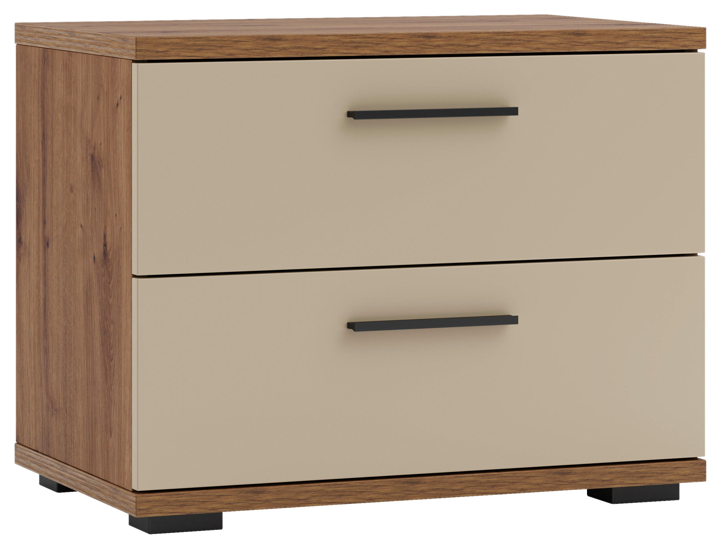 NACHTKÄSTCHEN 60/45,3/38 cm  in Kaschmir, Eiche Artisan  - Kaschmir/Schwarz, KONVENTIONELL, Holzwerkstoff/Kunststoff (60/45,3/38cm) - Xora