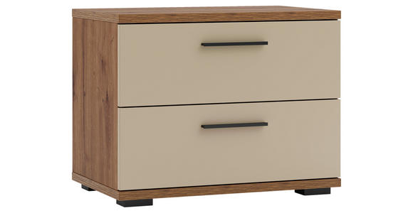 NACHTKÄSTCHEN 60/45,3/38 cm  in Kaschmir, Eiche Artisan  - Kaschmir/Schwarz, KONVENTIONELL, Holzwerkstoff/Kunststoff (60/45,3/38cm) - Xora