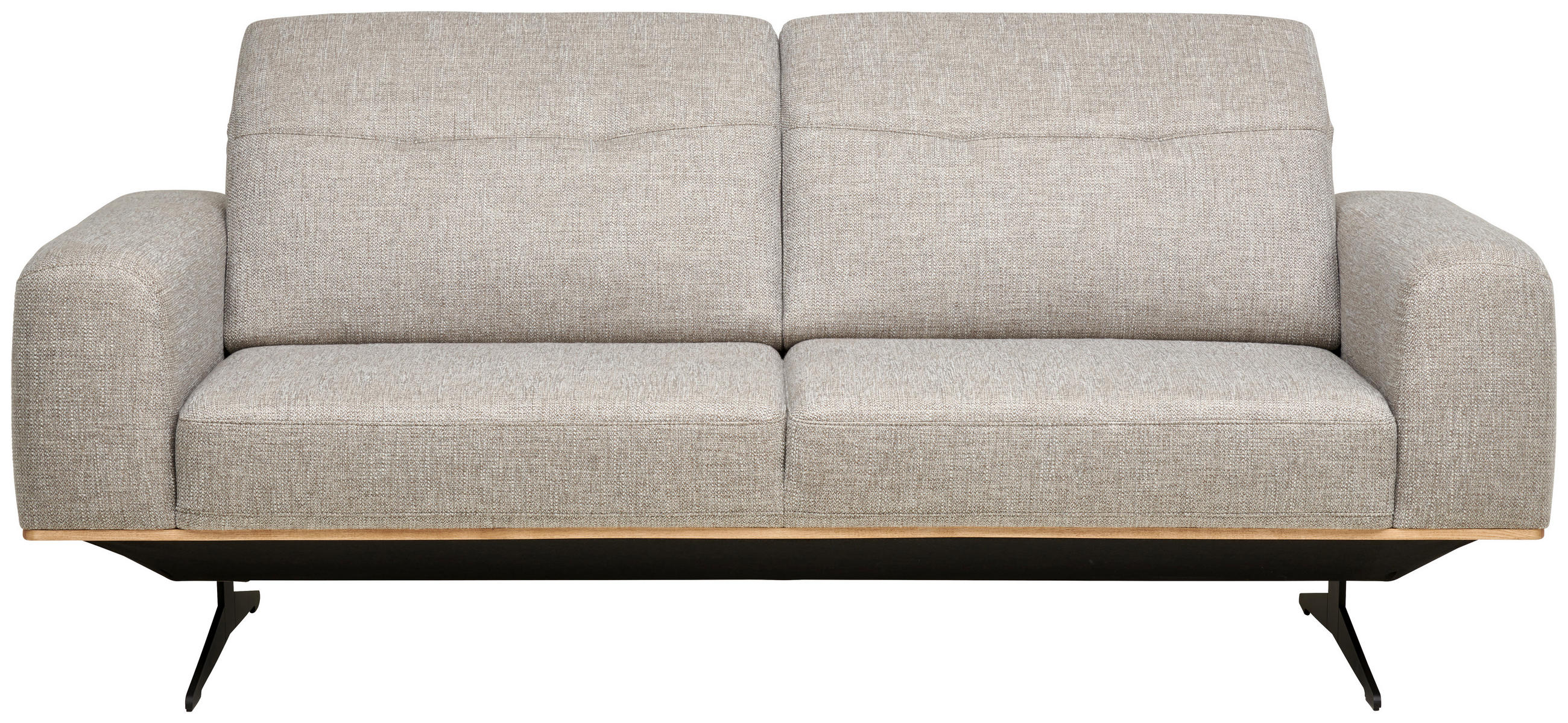 3-SITZER-SOFA in Struktur Beige  - Beige/Schwarz, Design, Holz/Textil (205/76-97/102cm) - Novel