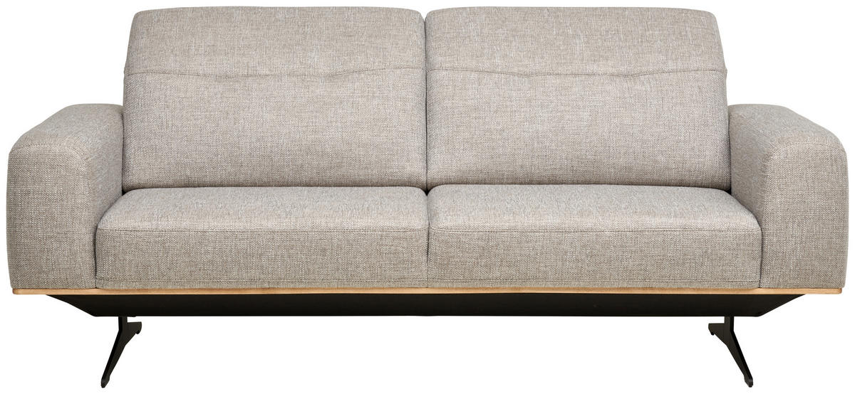3-SITZER-SOFA in Struktur Beige  - Beige/Schwarz, Design, Holz/Textil (205/76-97/102cm) - Novel