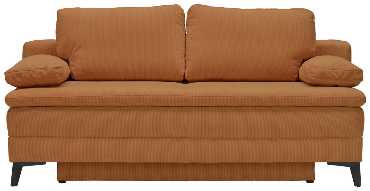 BOXSPRINGSOFA Cord Rostfarben  - Rostfarben/Schwarz, Design, Textil/Metall (200/100/108cm) - Novel