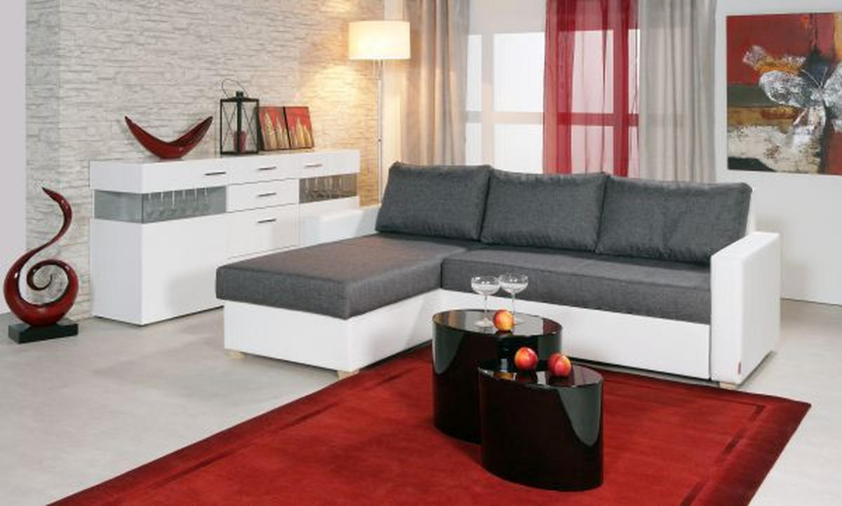 SJEDEĆA GARNITURA drvo, tekstil, drvni materijal  siva, bijela   - bijela/siva, Design, drvni materijal/drvo (155/230cm) - Xora