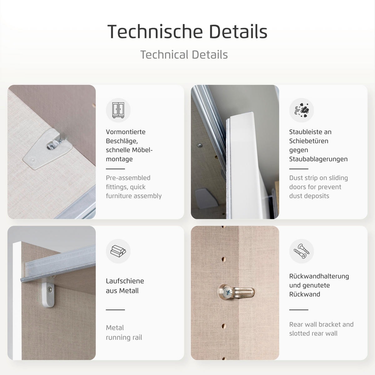 SCHWEBETÜRENSCHRANK 162/223/69 cm 2 Tür(en)-türig Weiß, Alufarben  - Alufarben/Weiß, Basics, Holzwerkstoff/Metall (162/223/69cm) - Rauch Möbel