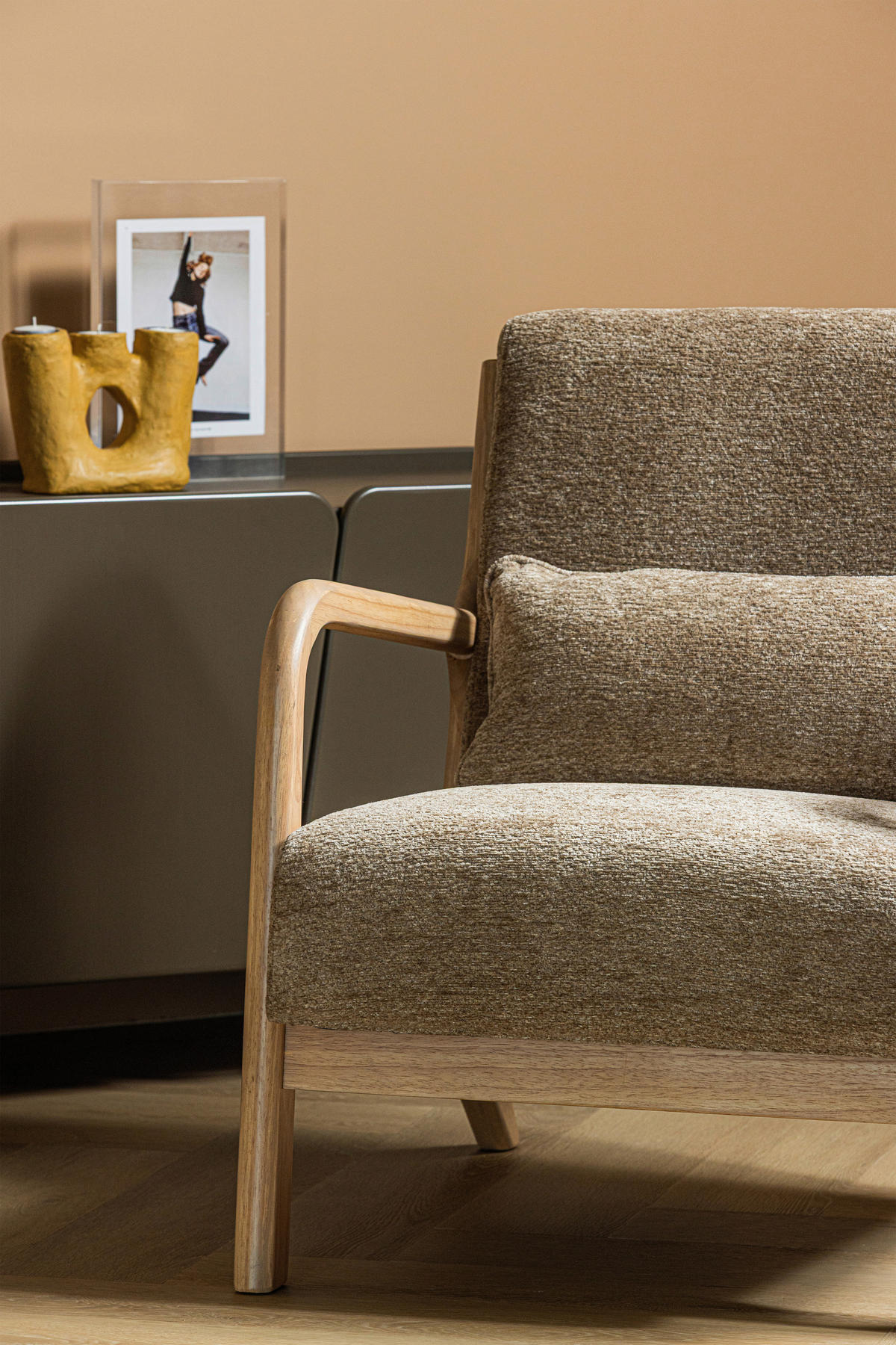 SESSEL in Chenille Sandfarben  - Sandfarben/Naturfarben, MODERN, Holz/Textil (67/75/82cm) - Livetastic