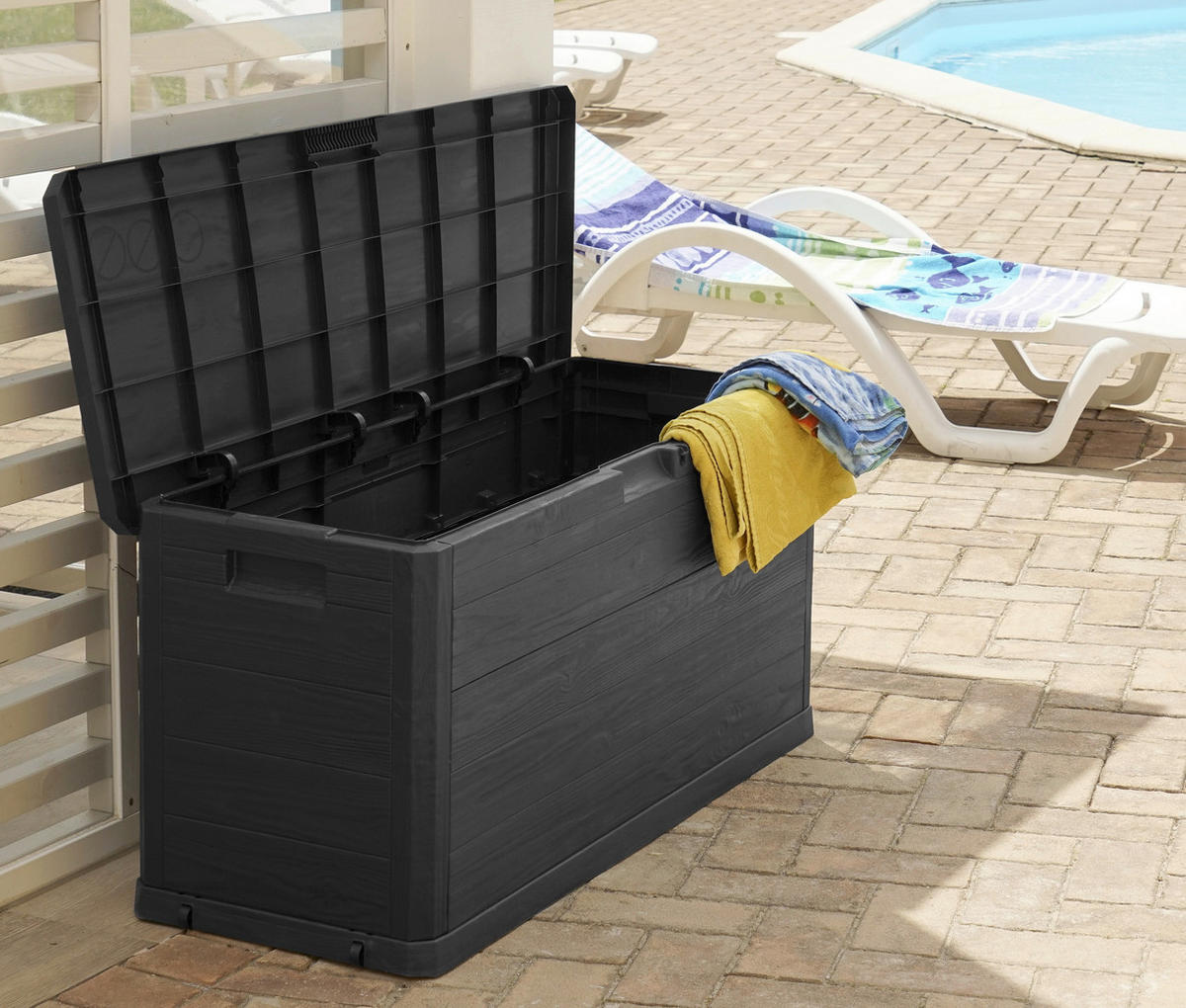 KISSENBOX - Anthrazit, Modern, Kunststoff (117/56/45cm)