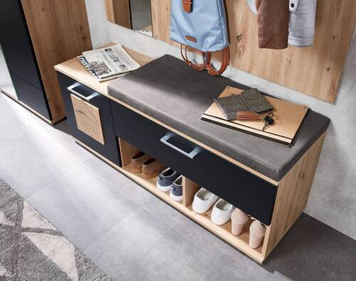 GARDEROBE 3-teilig  in 206/195/38 cm  - Schwarz/Eiche Artisan, Basics, Holzwerkstoff (206/195/38cm) - Xora