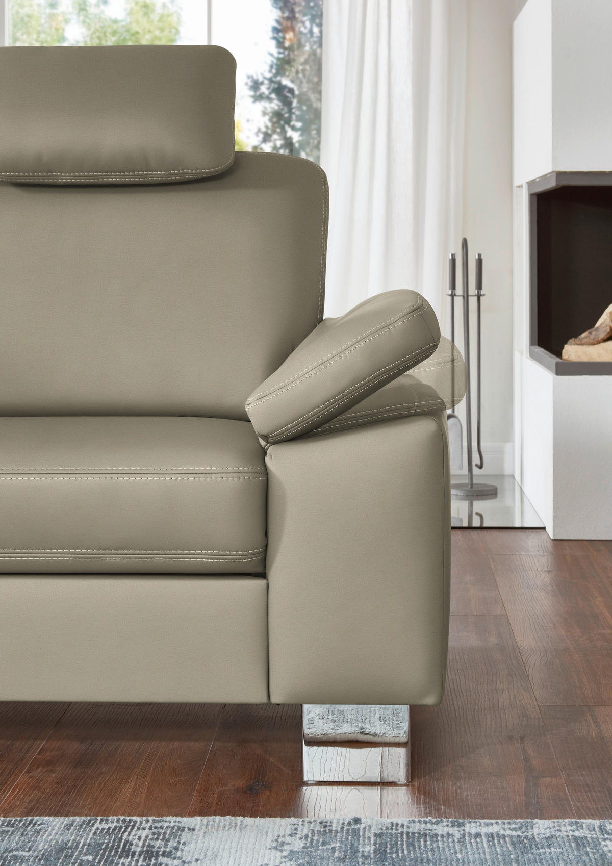 ECKSOFA  in Echtleder Perlmutt  235/248 cm  - Beige/Perlmutt, Design, Leder/Metall (235/248cm) - Beldomo Premium