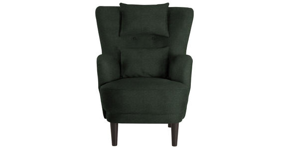 OHRENSESSEL in Flachgewebe Olivgrün - Schwarz/Olivgrün, Design, Holz/Textil (81/106/90cm) - Carryhome