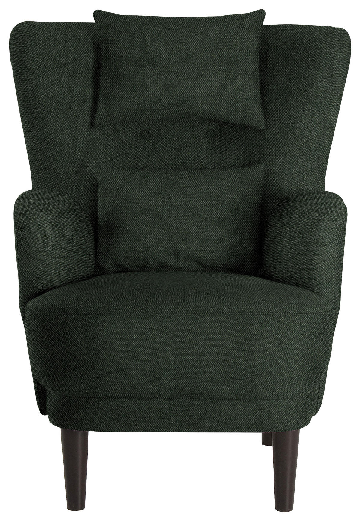 OHRENSESSEL in Flachgewebe Olivgrün  - Schwarz/Olivgrün, Design, Holz/Textil (81/106/90cm) - MID.YOU