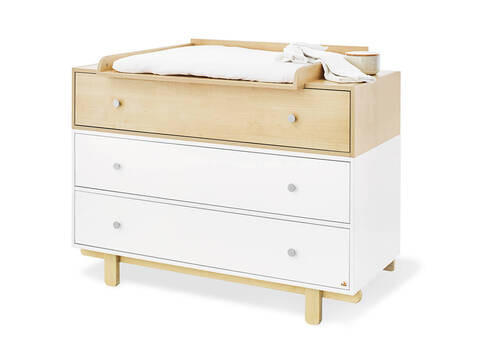 WICKELKOMMODE PINOLINO BOKS Weiß, Ahornfarben  - Edelstahlfarben/Ahornfarben, Trend, Holzwerkstoff/Metall (126/99/57-78cm) - Pinolino