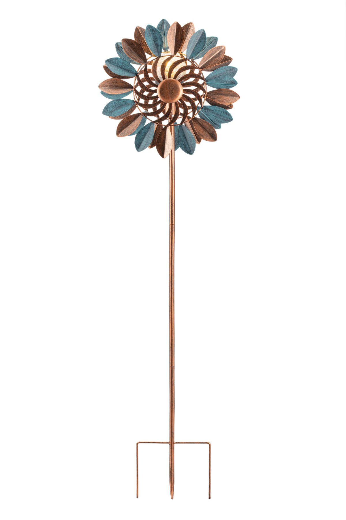 SOLÁRNE SVIETIDLO, 32/18/123 cm - modrá/medená, Design, kov/plast (32/18/123cm) - Ambia Garden