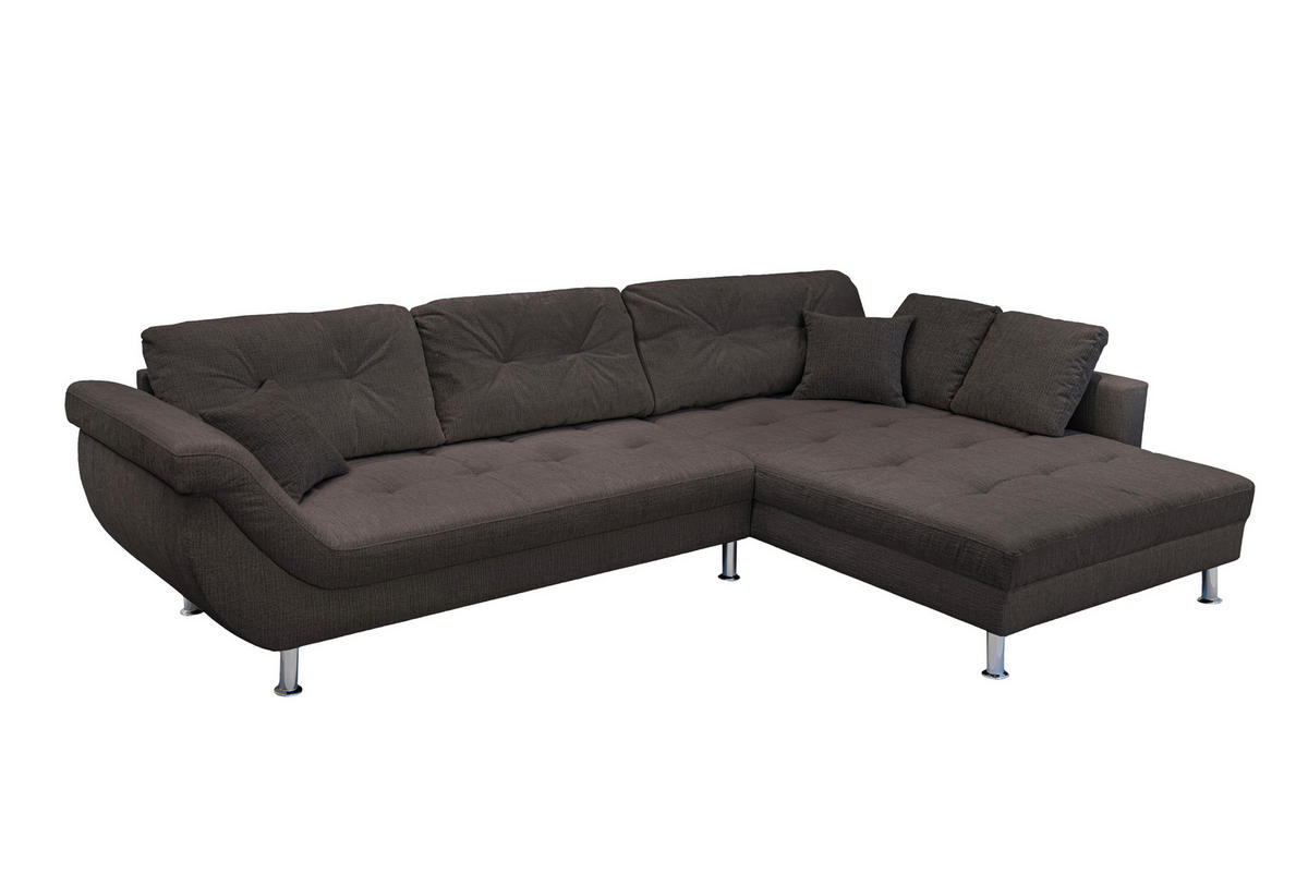 ECKSOFA BROOKLYN Dunkelbraun Flachgewebe Zierkissen, Rückenkissen  - Dunkelbraun/Silberfarben, KONVENTIONELL, Kunststoff/Textil (329/199cm) - Livetastic