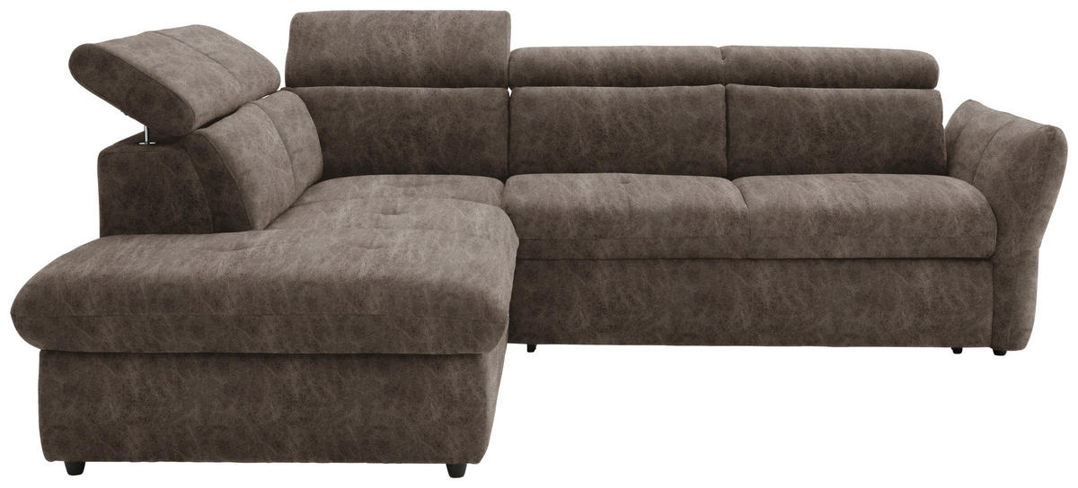ECKSOFA  in Mikrofaser Graubraun  224/254 cm  - Graubraun/Schwarz, Design, Kunststoff/Textil (224/254cm) - Stylife