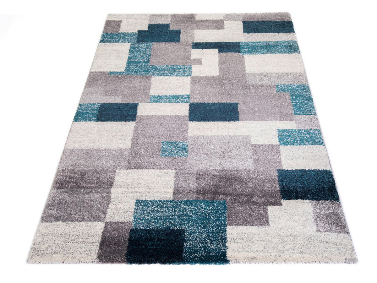 WEBTEPPICH 65/130 cm Astor Grid Grau, Petrol  - Petrol/Grau, KONVENTIONELL, Textil (65/130cm) - Novel