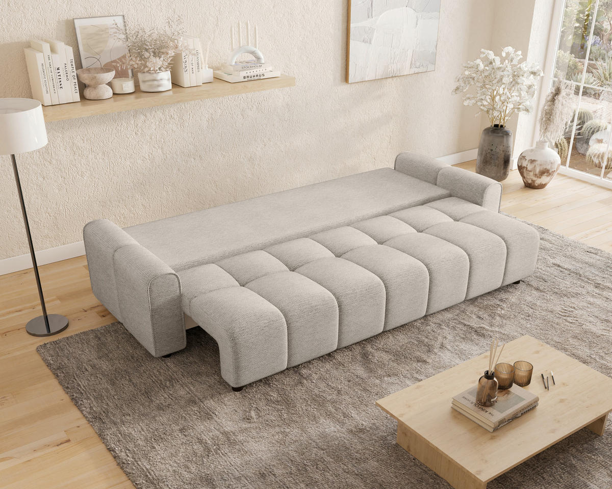 SCHLAFSOFA OLIVIER in Struktur Beige  - Beige/Schwarz, MODERN, Kunststoff/Textil (236/90/100cm) - MID.YOU