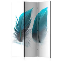PARAVENT mit 3  Flügel - Weiß/Hellblau, Basics, Holz/Textil (135/172/3cm) - artgeist