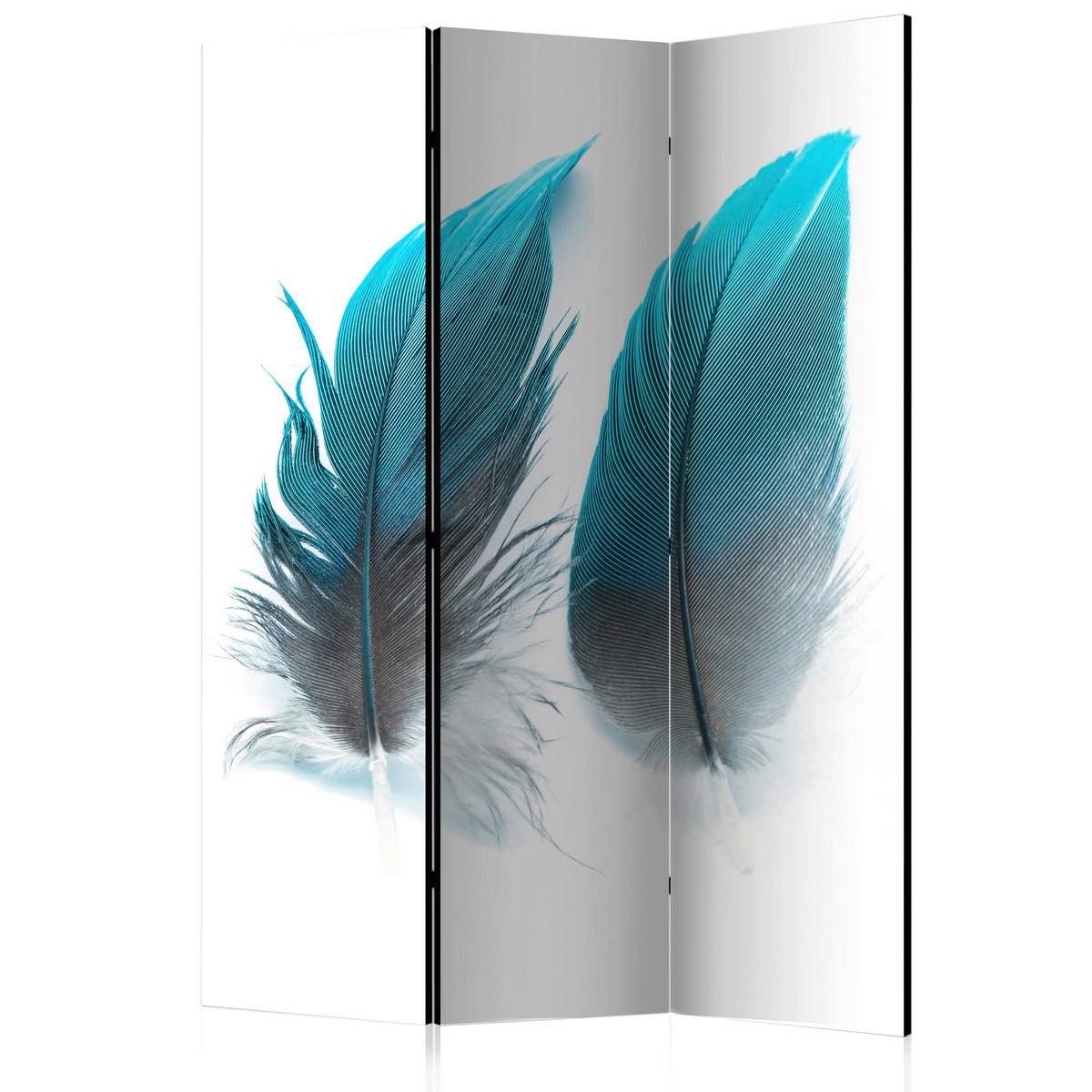 PARAVENT mit 3  Flügel - Weiß/Hellblau, Basics, Holz/Textil (135/172/3cm) - artgeist
