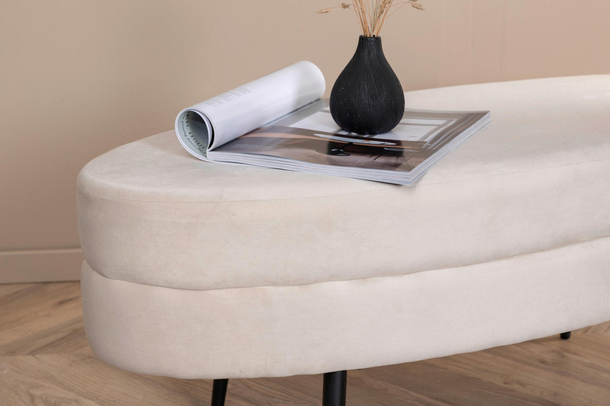 BÄNK i metall, textil vit  - vit, Design, metall/textil (100/41/40cm) - Livetastic