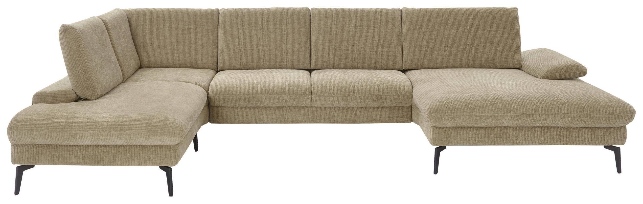 WOHNLANDSCHAFT in Webstoff Beige  - Beige/Schwarz, Design, Textil/Metall (208/354/157cm) - Dieter Knoll