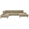 WOHNLANDSCHAFT in Webstoff Beige  - Beige/Schwarz, Design, Textil/Metall (208/354/157cm) - Dieter Knoll