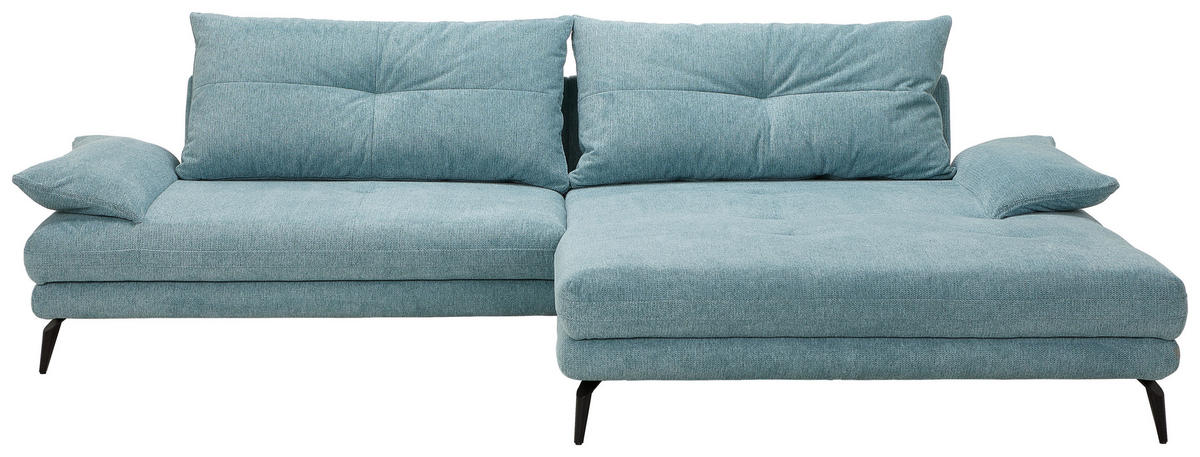 HÖRNSOFFA i flatväv turkos  - turkos/svart, Klassisk, metall/textil (294/176cm) - MID.YOU