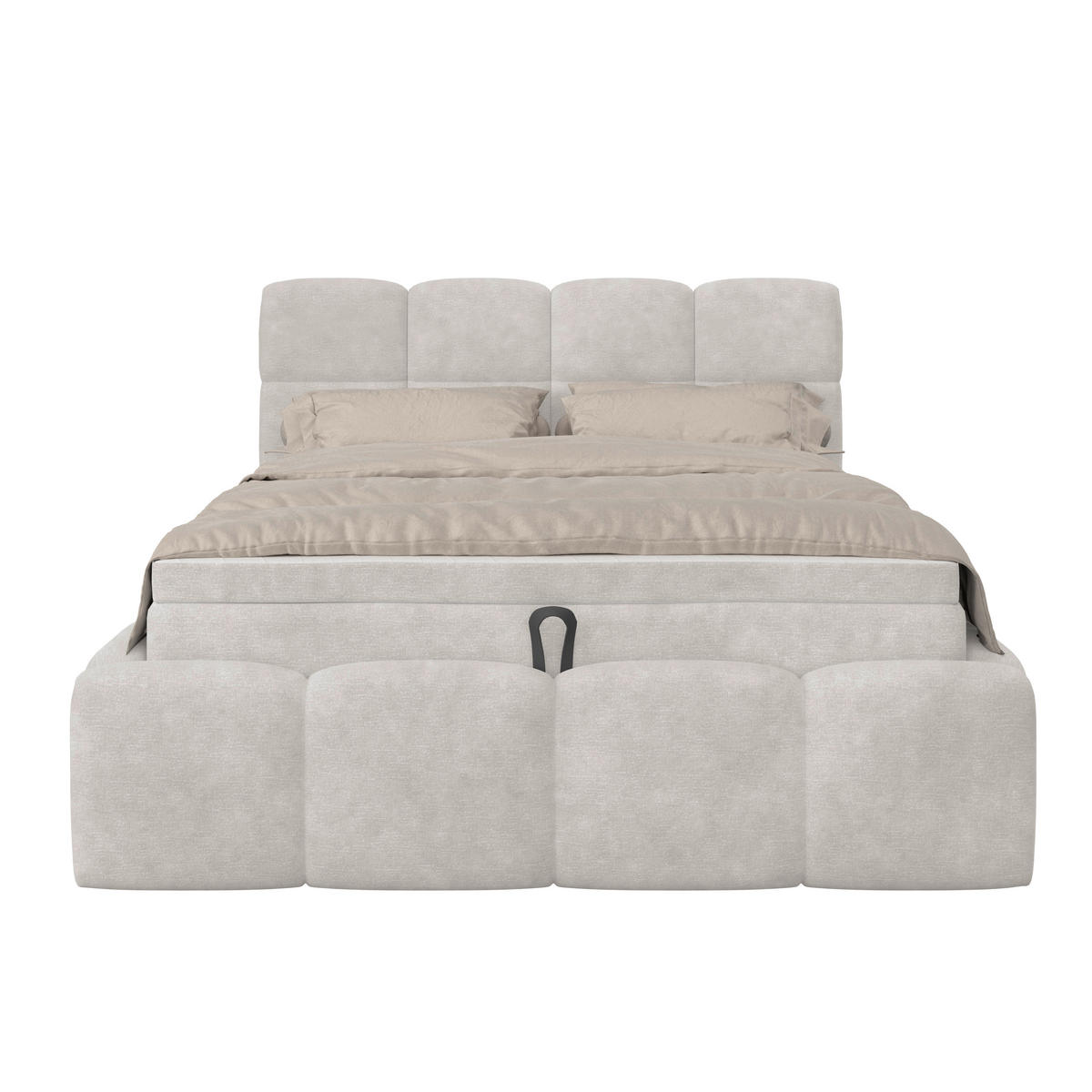 POLSTERBETT 140/200 cm,  in Creme, Matratze, Bettkasten, H3 = fest  - Creme/Schwarz, Trend, Kunststoff/Textil (140/200cm)