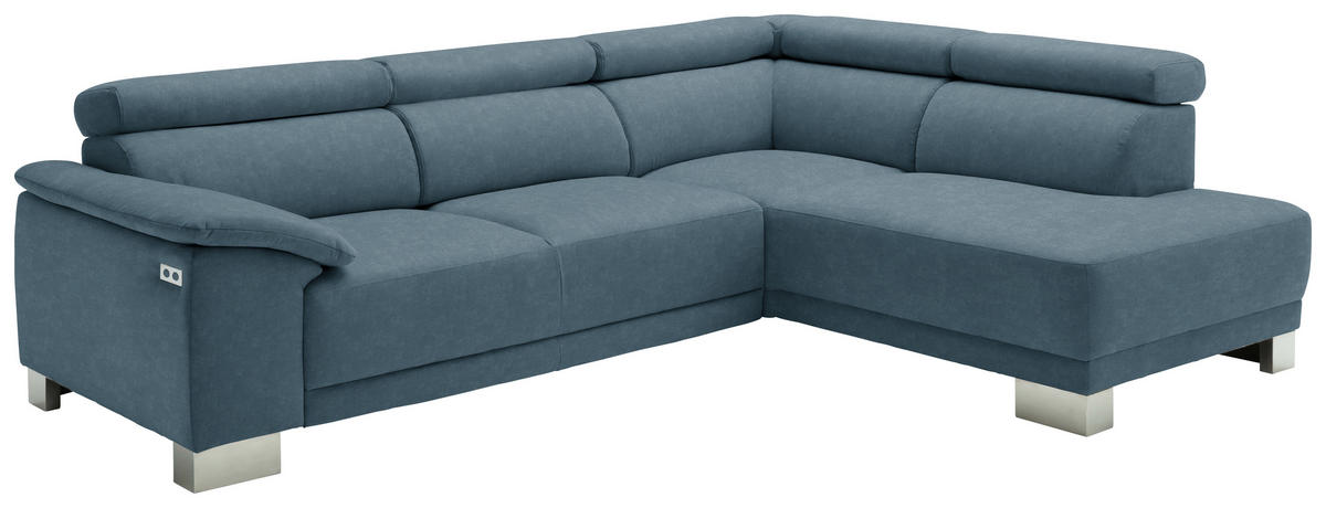 ECKSOFA in Mikrofaser Petrol  - Chromfarben/Petrol, Design, Holz/Textil (270/205cm) - Pure Home Lifestyle