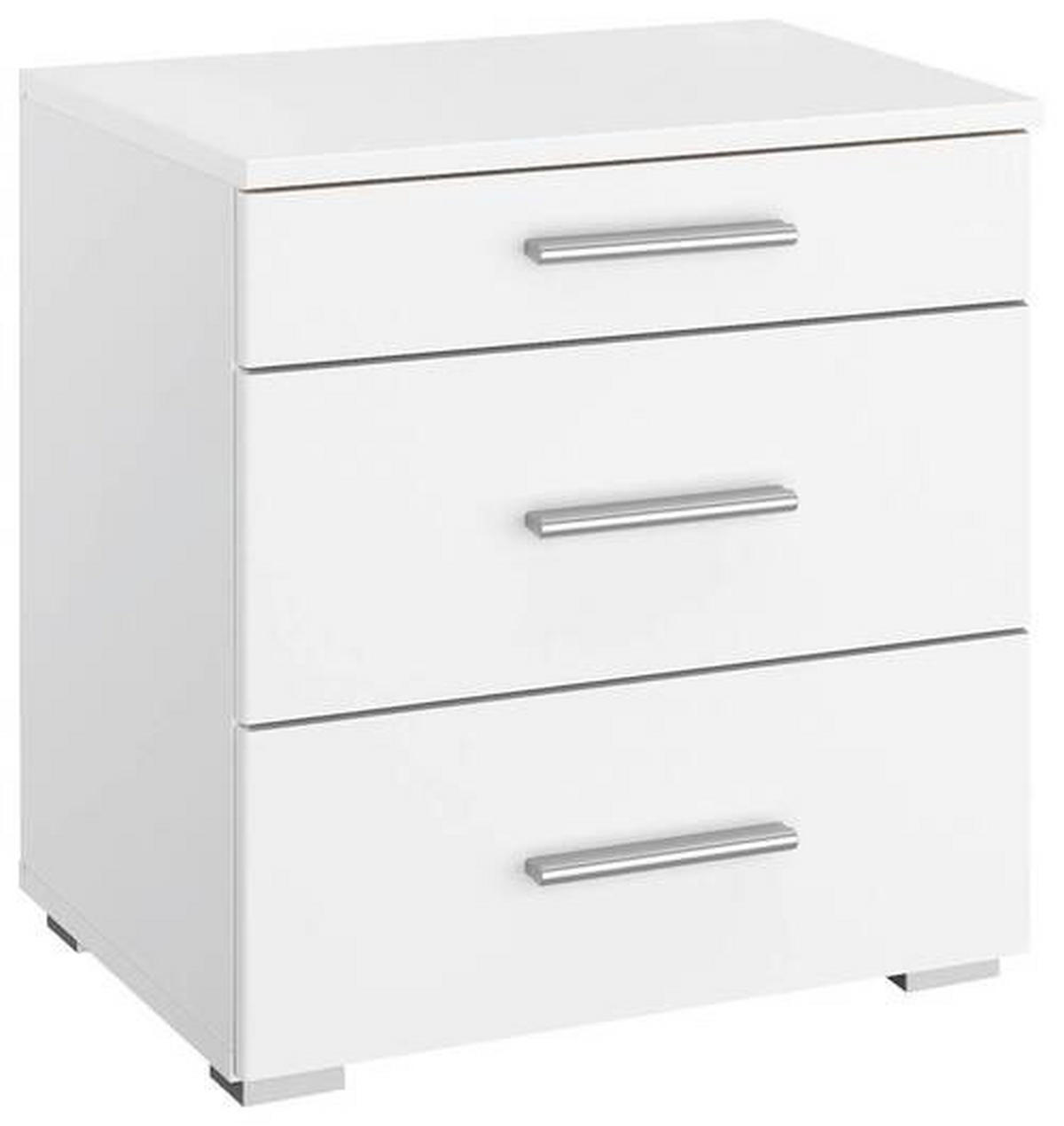 NACHTKÄSTCHEN 47/52/42 cm  in Weiss  - Weiss/Alufarben, Konventionell, Holzwerkstoff/Kunststoff (47/52/42cm) - Rauch Möbel