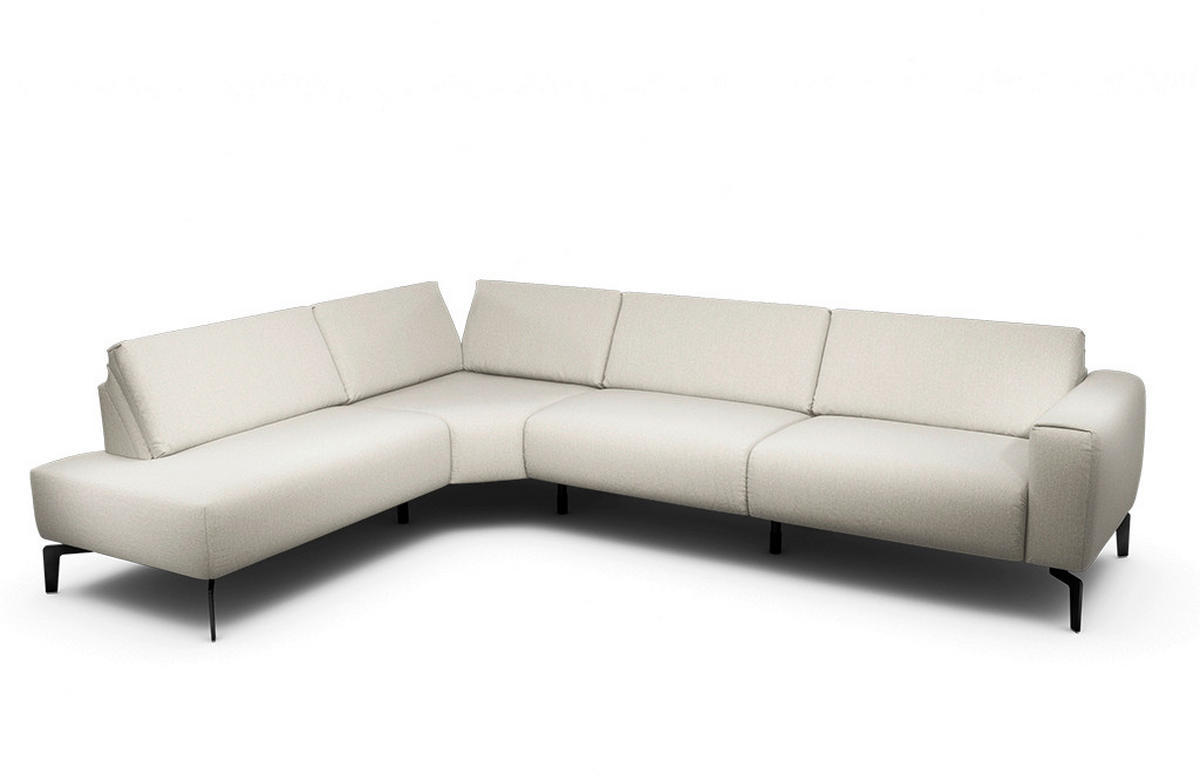 ECKSOFA Cosy Sandfarben, Naturfarben Chenille  - Sandfarben/Schwarz, Design, Textil/Metall (213/296cm) - SENSOO