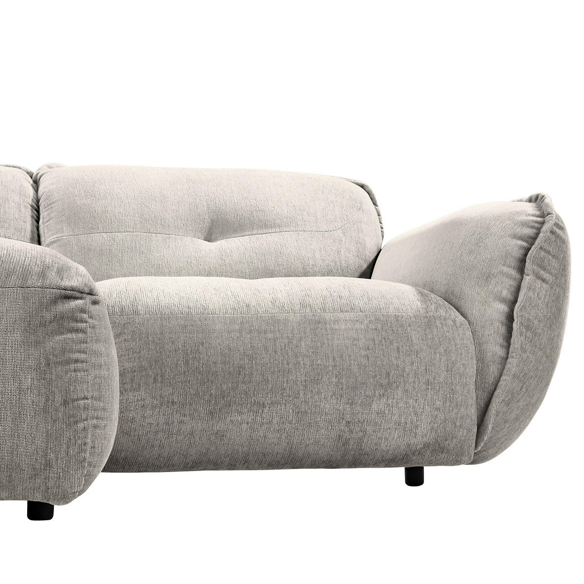 ECKSOFA in Chenille Silberfarben  - Silberfarben/Schwarz, Modern, Kunststoff/Textil (184/269cm) - Trendmanufaktur
