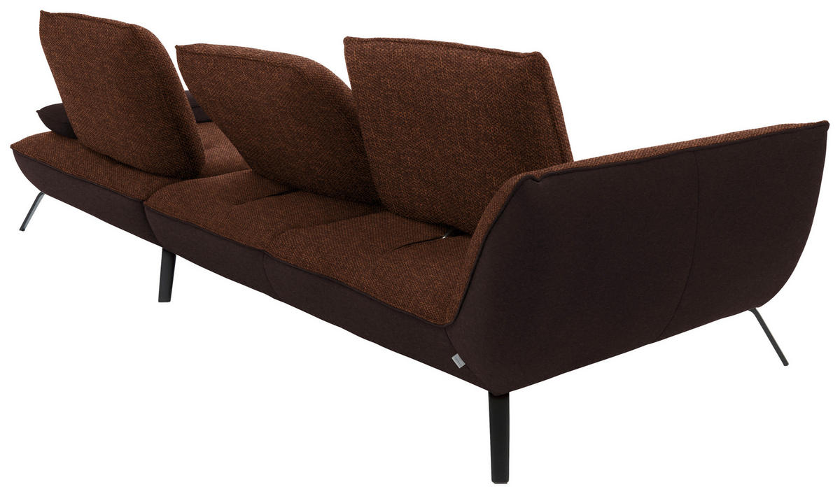 ECKSOFA in Flachgewebe Kupferfarben  - Schwarz/Kupferfarben, Design, Textil/Metall (301/191cm) - Moderano