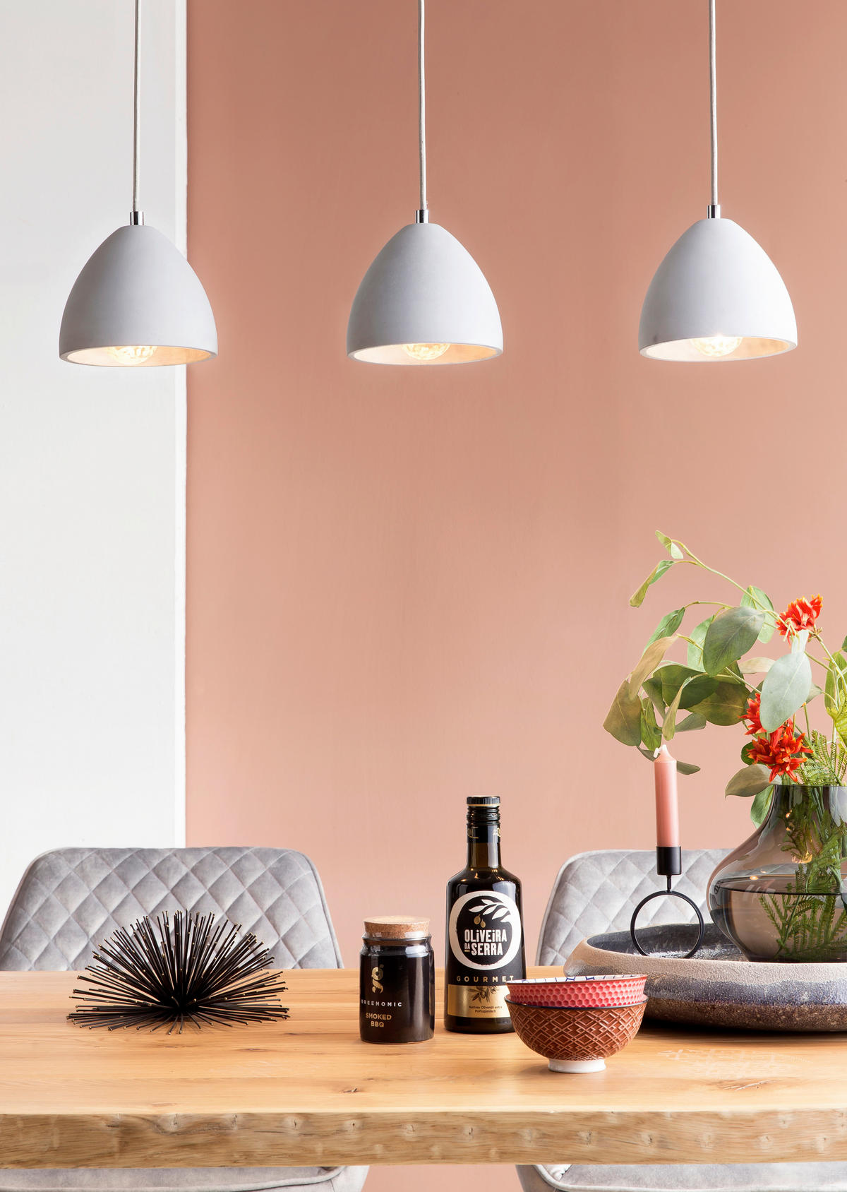 HÄNGELEUCHTE 76/125/15 cm  - Grau, Design, Stein/Metall (76/125/15cm) - P & B