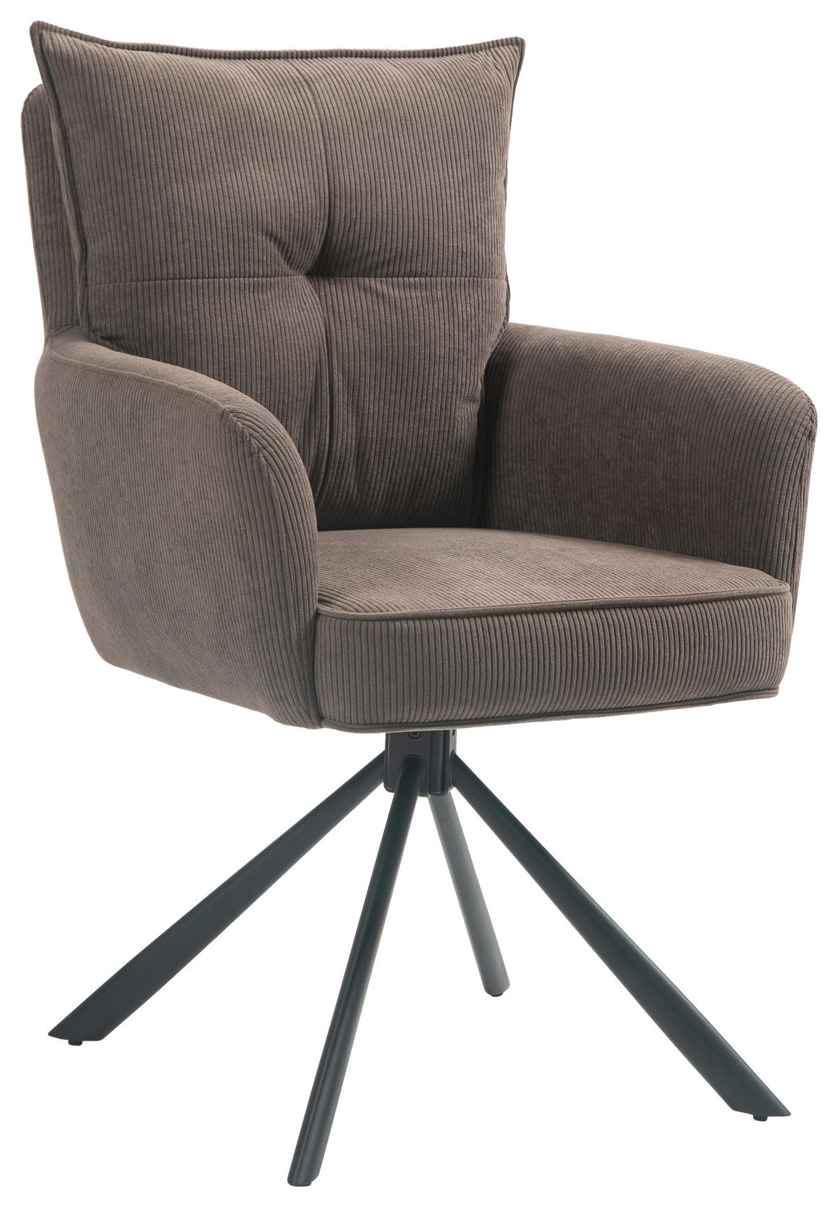 ARMLEHNSTUHL  in Eisen Cord  - Dunkelbraun/Schwarz, Design, Textil/Metall (60/95/67cm) - Novel