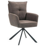 ARMLEHNSTUHL  Sitzfläche 180° drehbar Cord  - Dunkelbraun/Schwarz, Design, Textil/Metall (60/95/67cm) - Novel